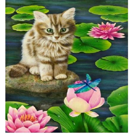 Crystal Art Giant Kit | Cat at the Lily Pond